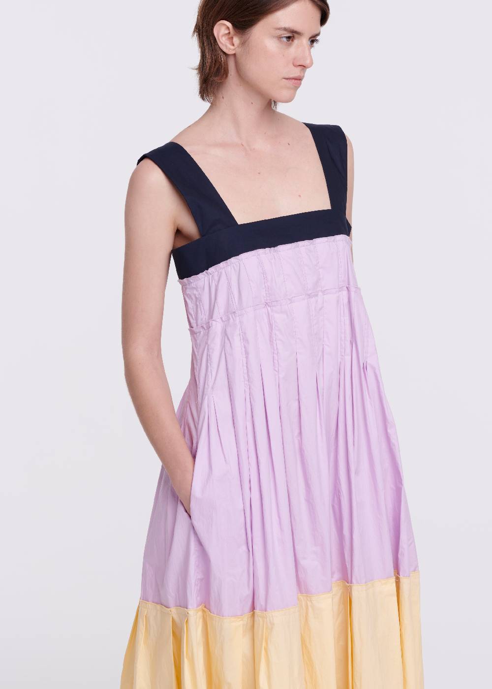 Plan C ABITO LUNGO IN COTONE COLOR BLOCK