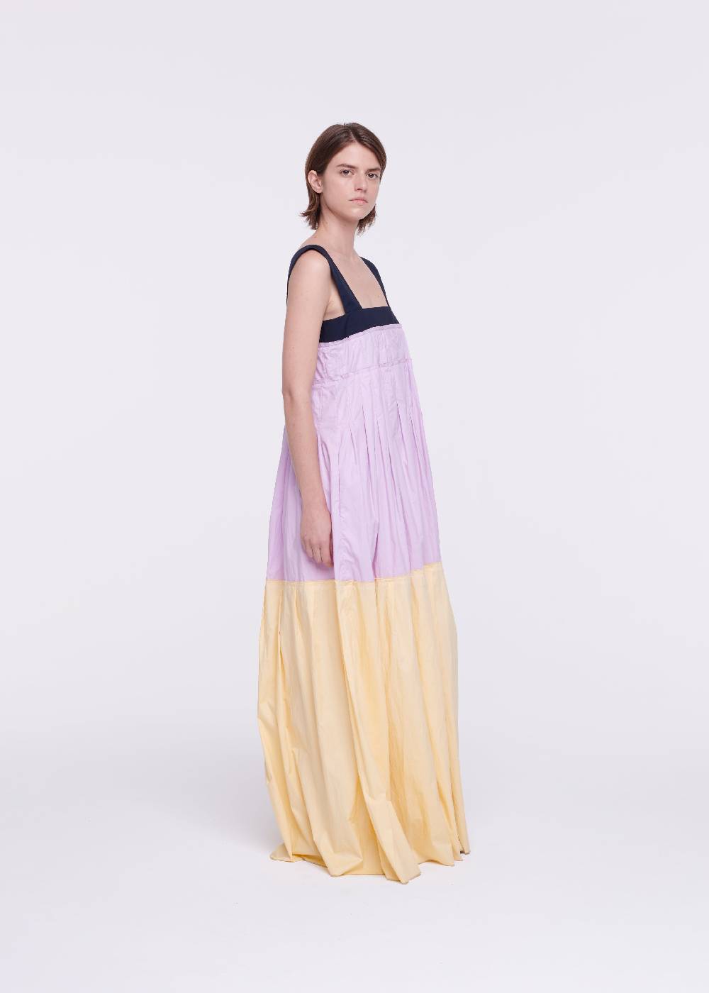 Plan C ABITO LUNGO IN COTONE COLOR BLOCK