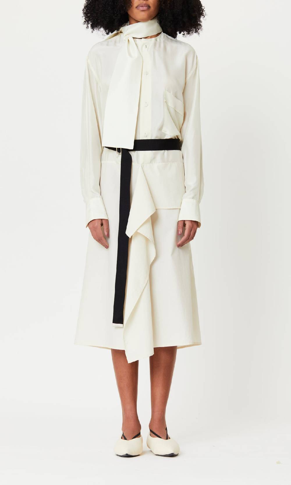 Plan C ABITO MIDI A PANNELLI CON FOULARD