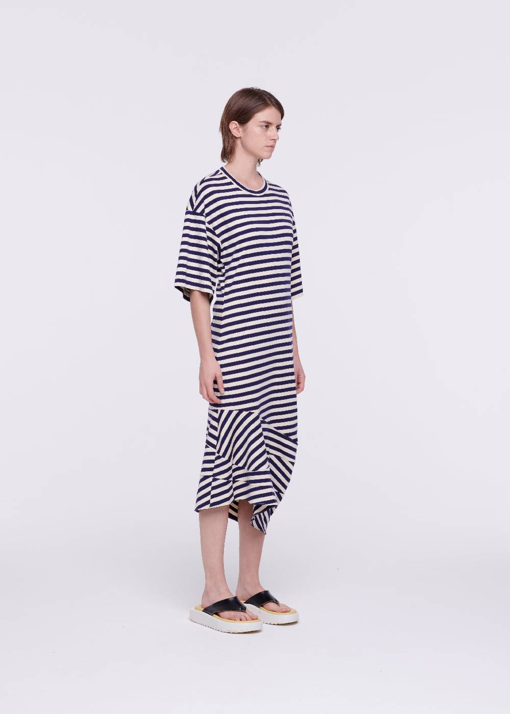 Plan C ABITO MIDI IN JERSEY A RIGHE