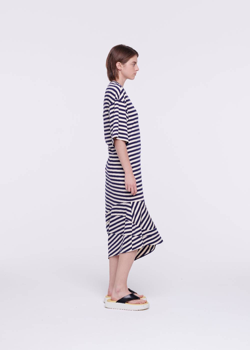 Plan C ABITO MIDI IN JERSEY A RIGHE