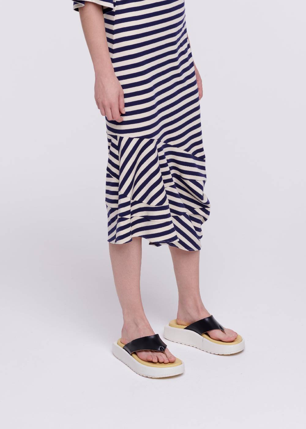 Plan C ABITO MIDI IN JERSEY A RIGHE