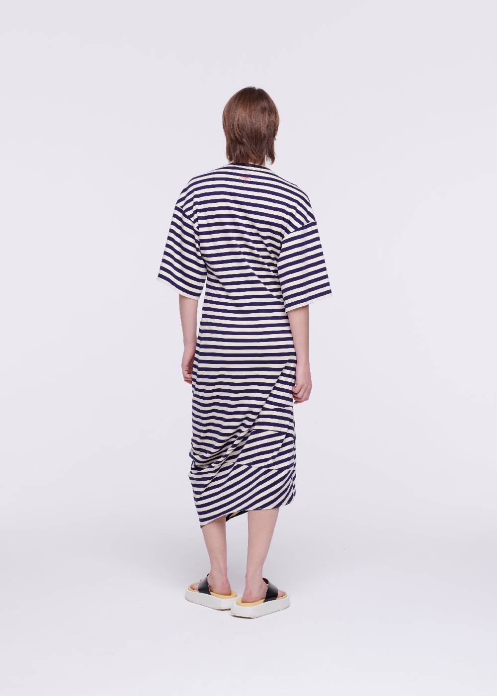 Plan C ABITO MIDI IN JERSEY A RIGHE