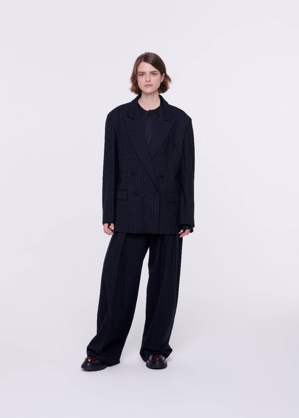 Plan C BLAZER DOPPIOPETTO GESSATO DI LANA