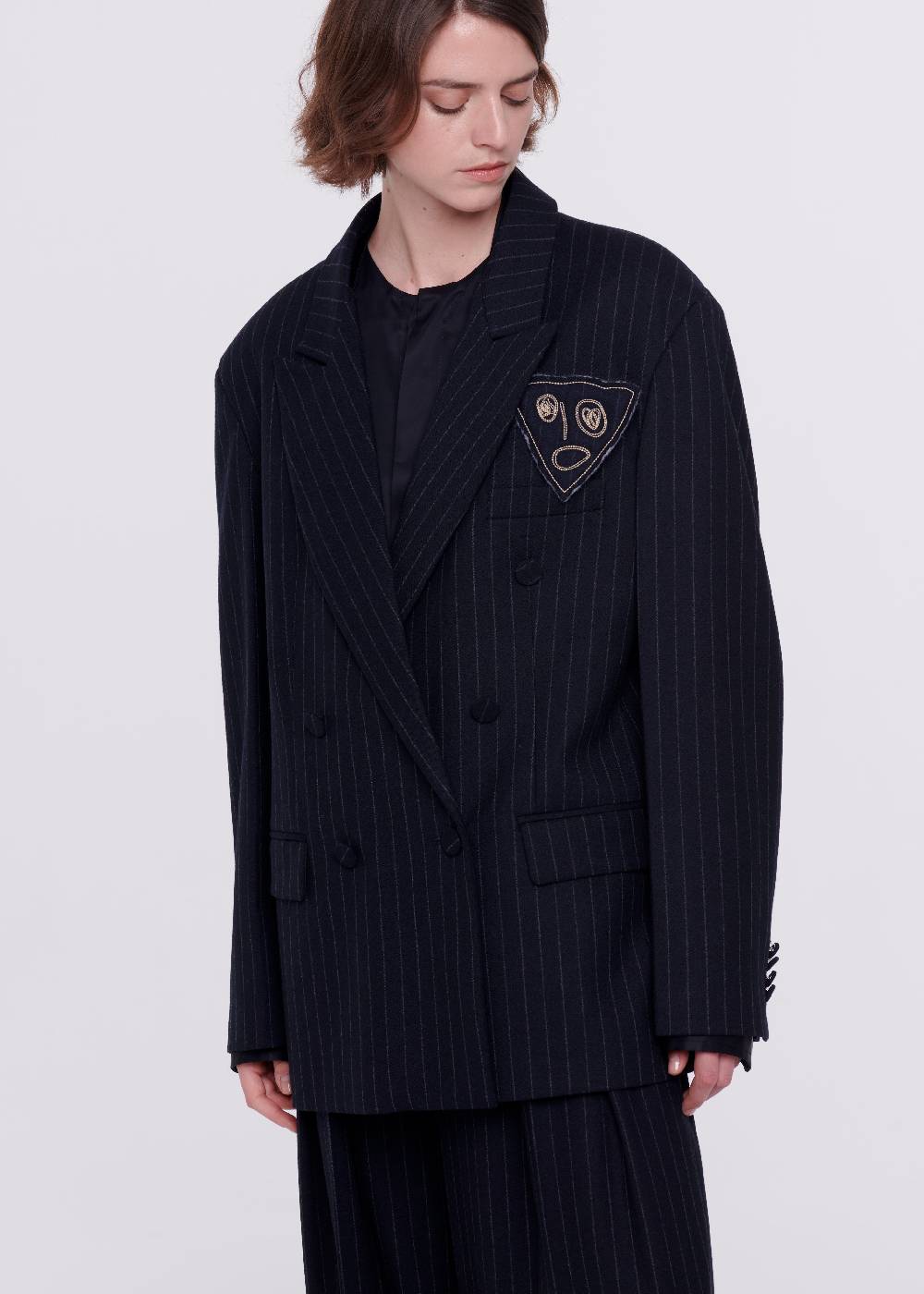 Plan C BLAZER DOPPIOPETTO GESSATO DI LANA