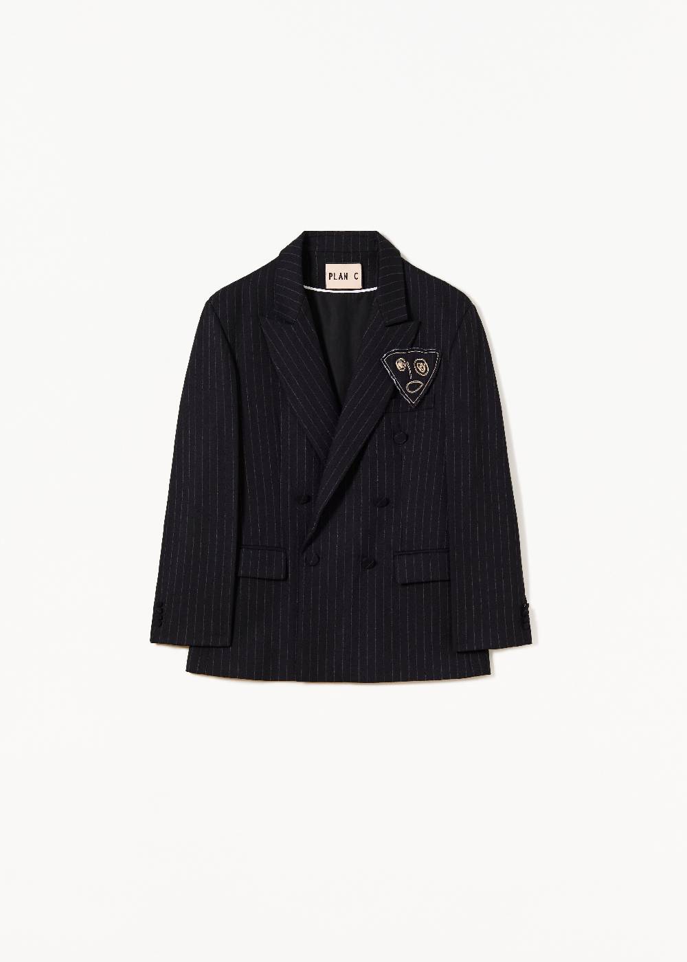 Plan C BLAZER DOPPIOPETTO GESSATO DI LANA