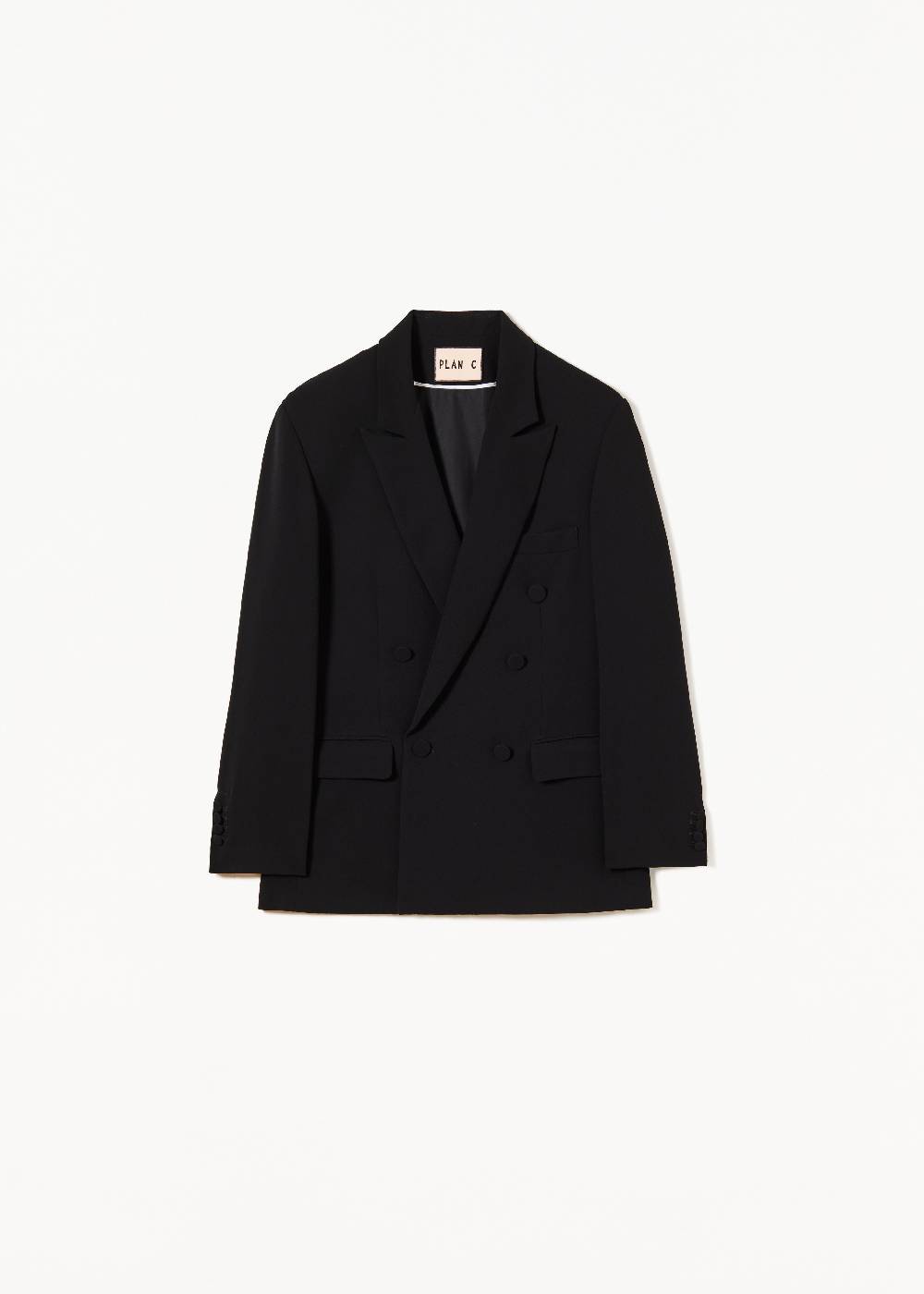Plan C BLAZER DOPPIOPETTO IN CADY NERO