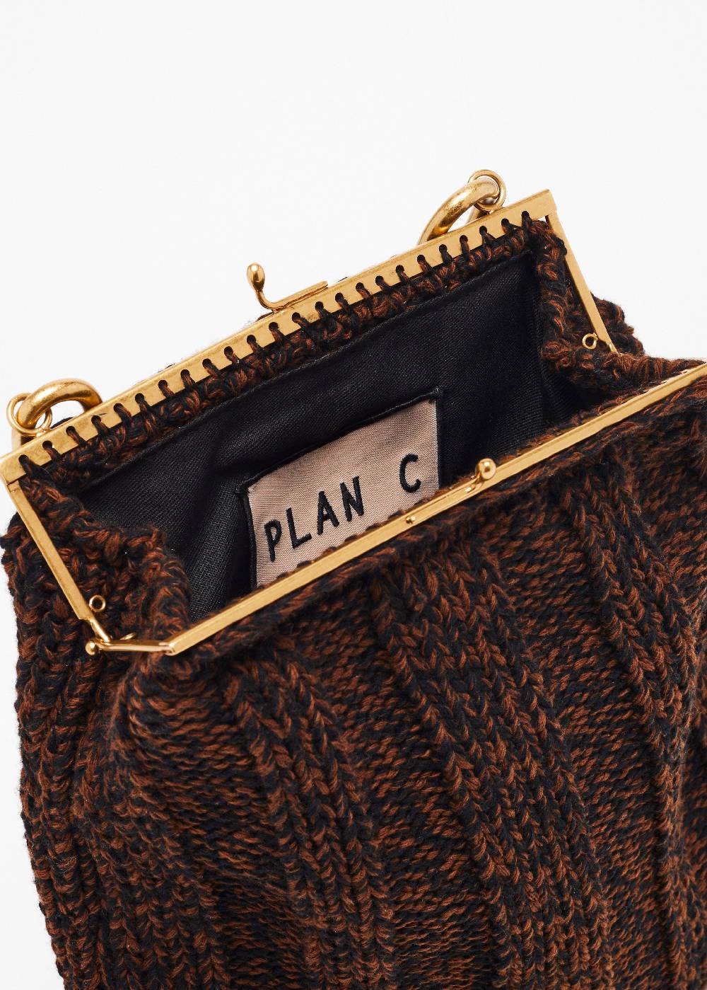 Plan C BORSA IN MAGLIA MARRONE MELANGE