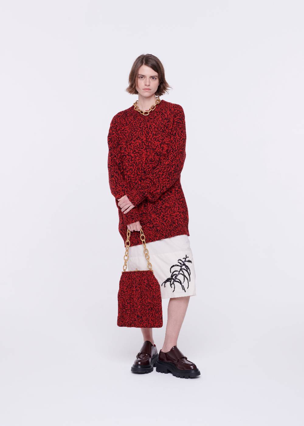 Plan C BORSA IN MAGLIA ROSSO MELANGE