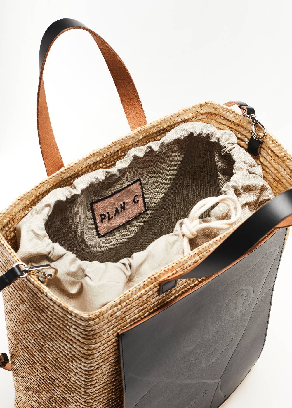 Plan C BORSA IN PAGLIA FIORENTINA "PILI E BIANCA"