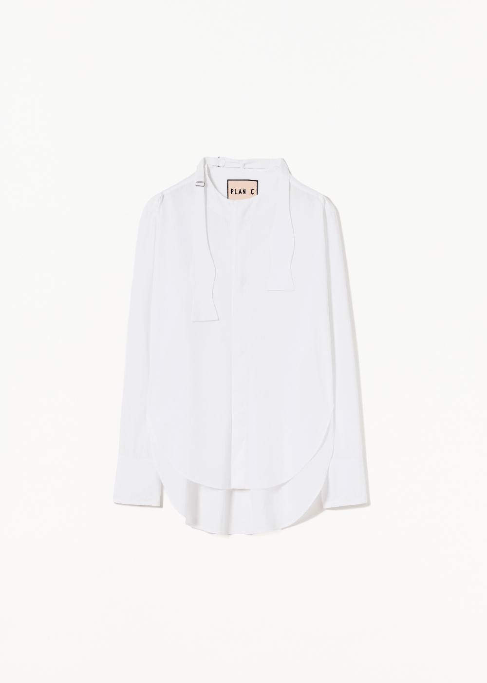 Plan C CAMICIA BIANCA DI COTONE CON PAPILLON