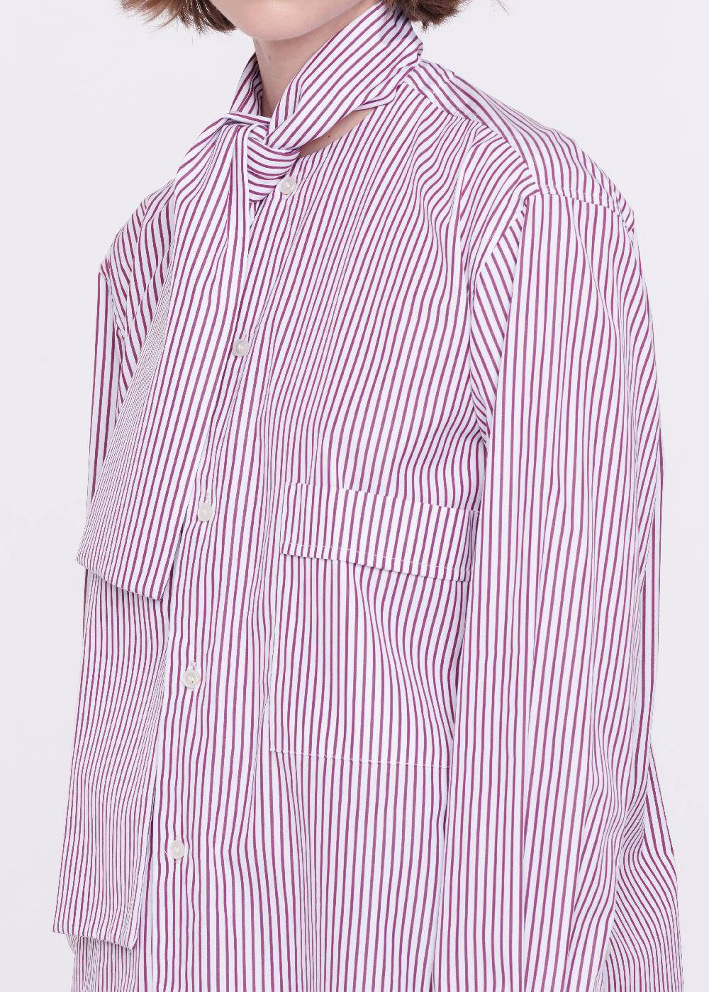 Plan C CAMICIA DI COTONE A RIGHE CON FOULARD