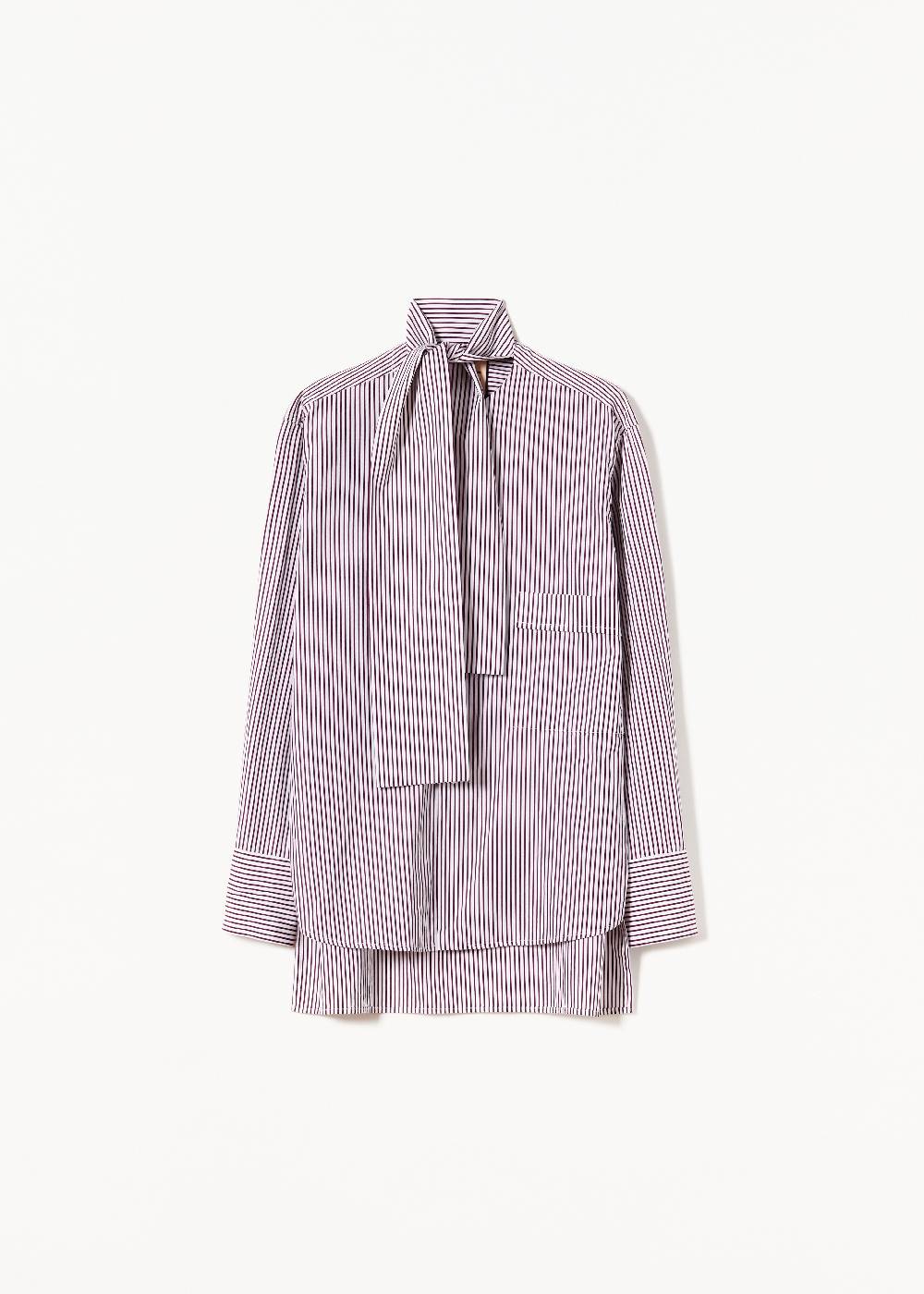 Plan C CAMICIA DI COTONE A RIGHE CON FOULARD