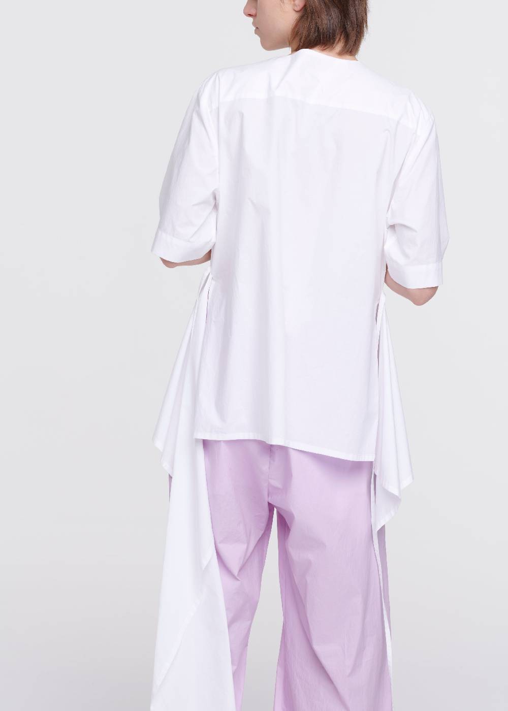 Plan C CAMICIA DI COTONE BIANCO CON STRASCICO