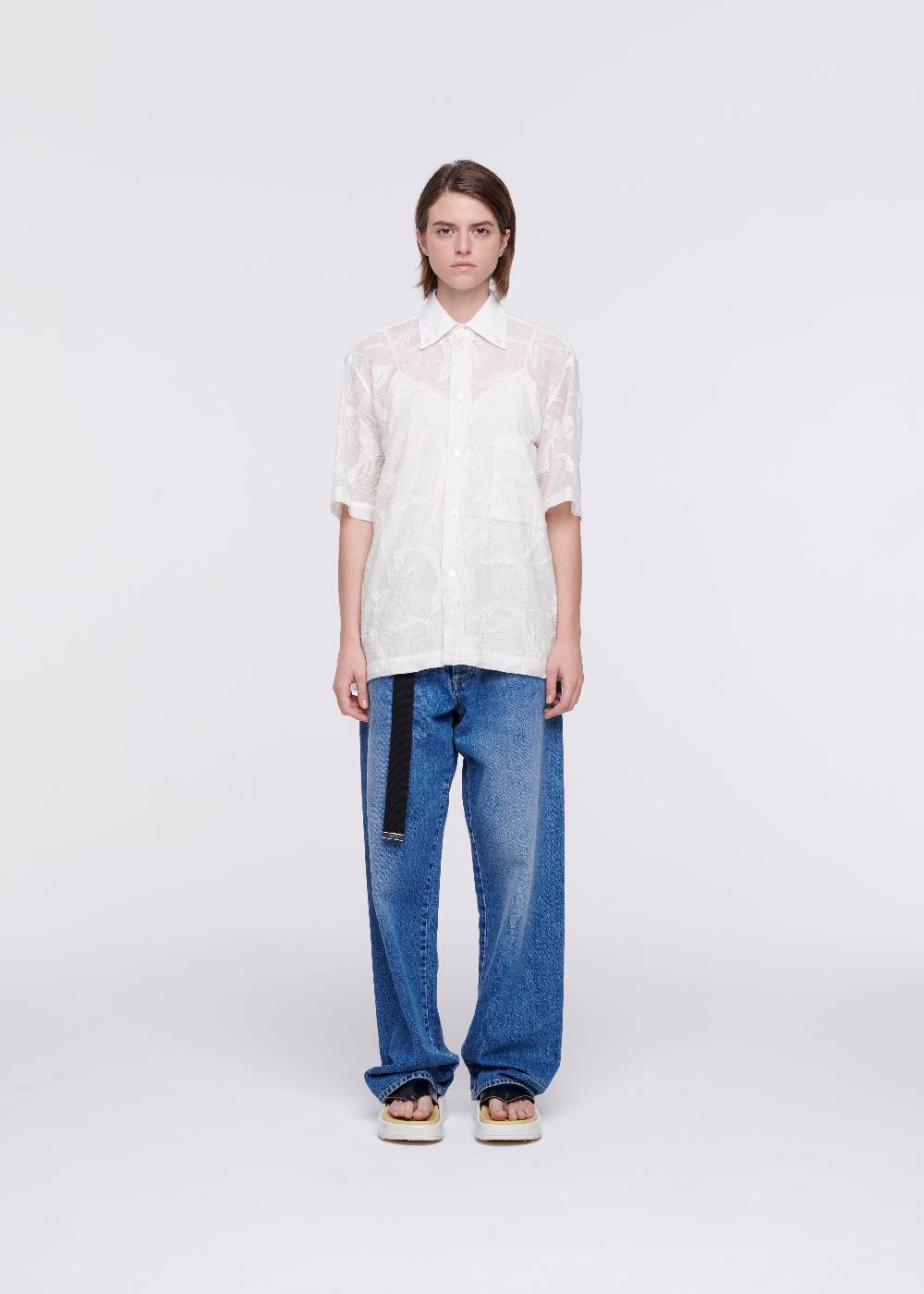 Plan C CAMICIA IN COTONE RICAMATA A FIORI