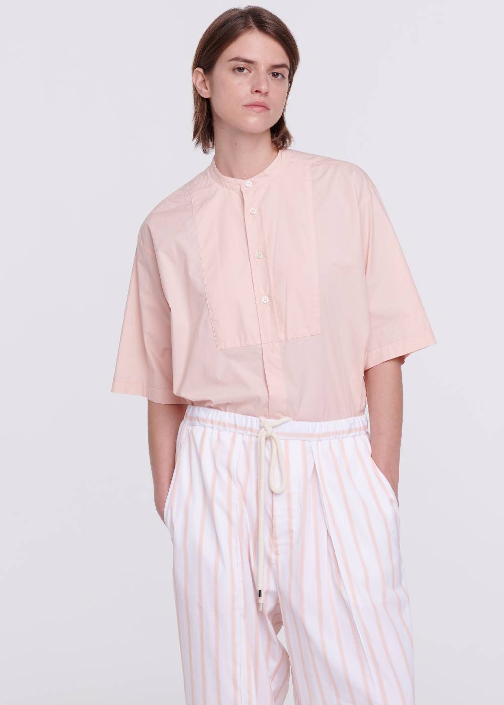 Plan C CAMICIA IN POPELINE IN COTONE ROSA