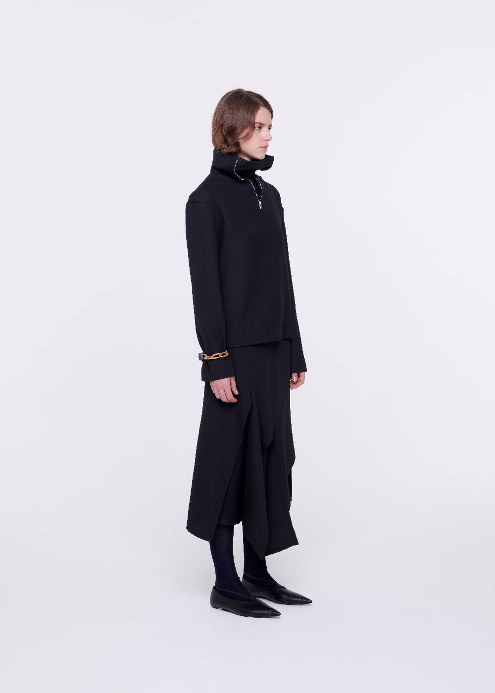 Plan C CAMICIA NERA IN LANA CON CERNIERA