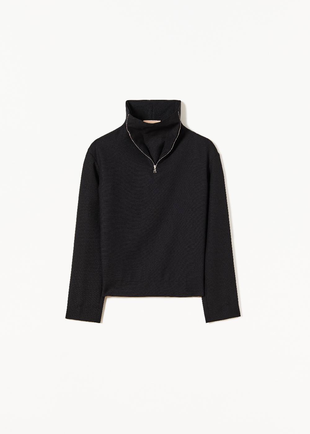 Plan C CAMICIA NERA IN LANA CON CERNIERA