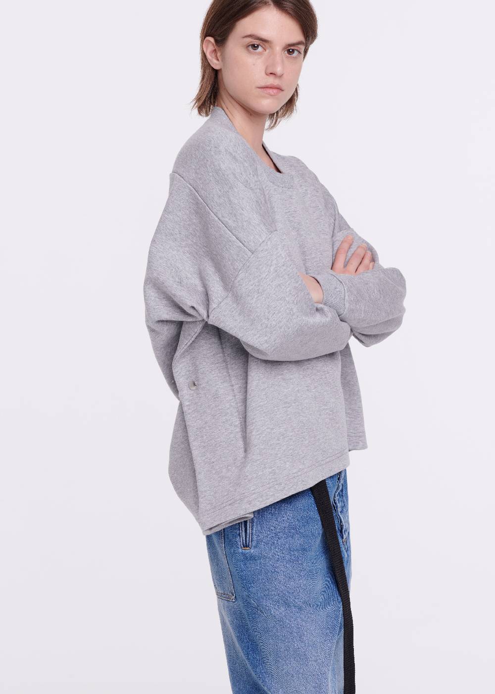 Plan C FELPA GRIGIA DRAPPEGGIATA