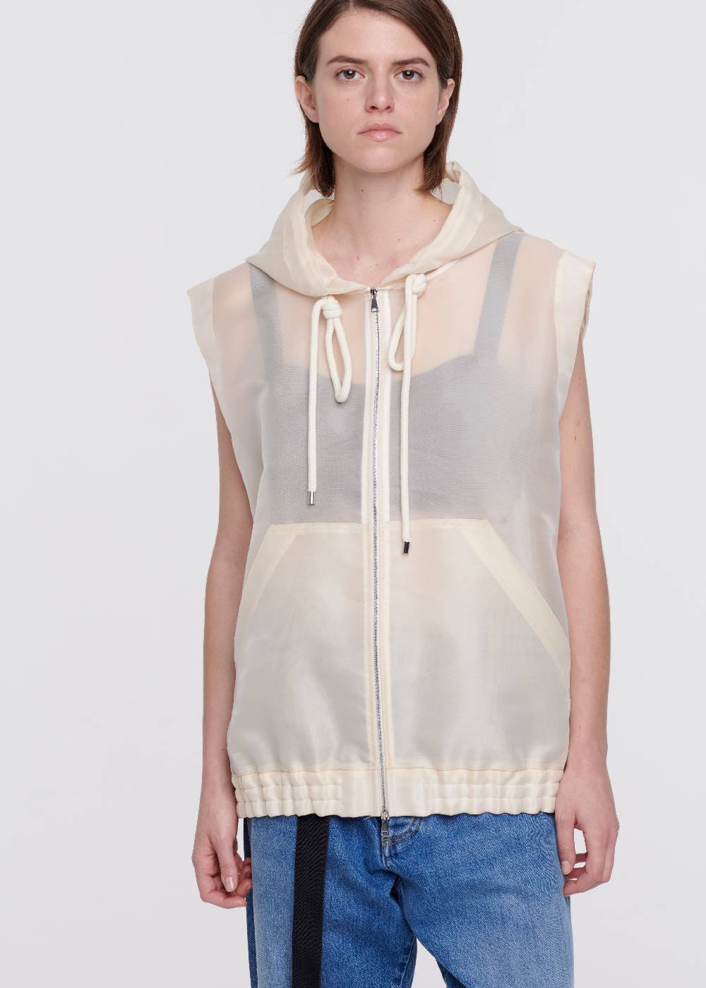 Plan C GILET CON CAPPUCCIO IN ORGANZA