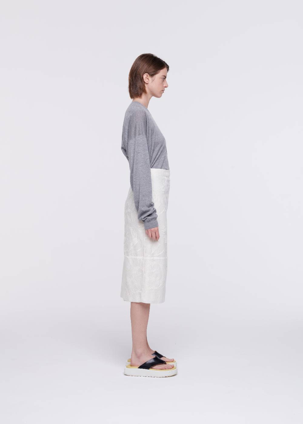 Plan C GONNA MIDI CON RICAMI FLOREALI