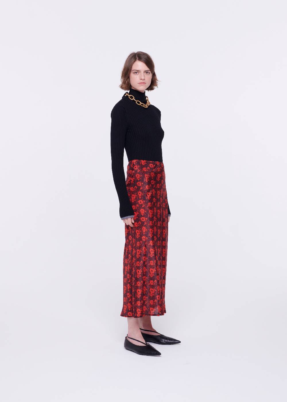 Plan C GONNA MIDI IN SETA CON STAMPA FLOREALE