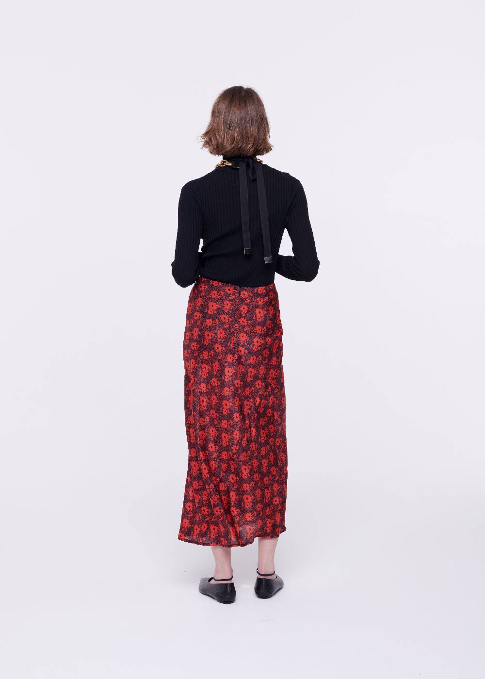 Plan C GONNA MIDI IN SETA CON STAMPA FLOREALE