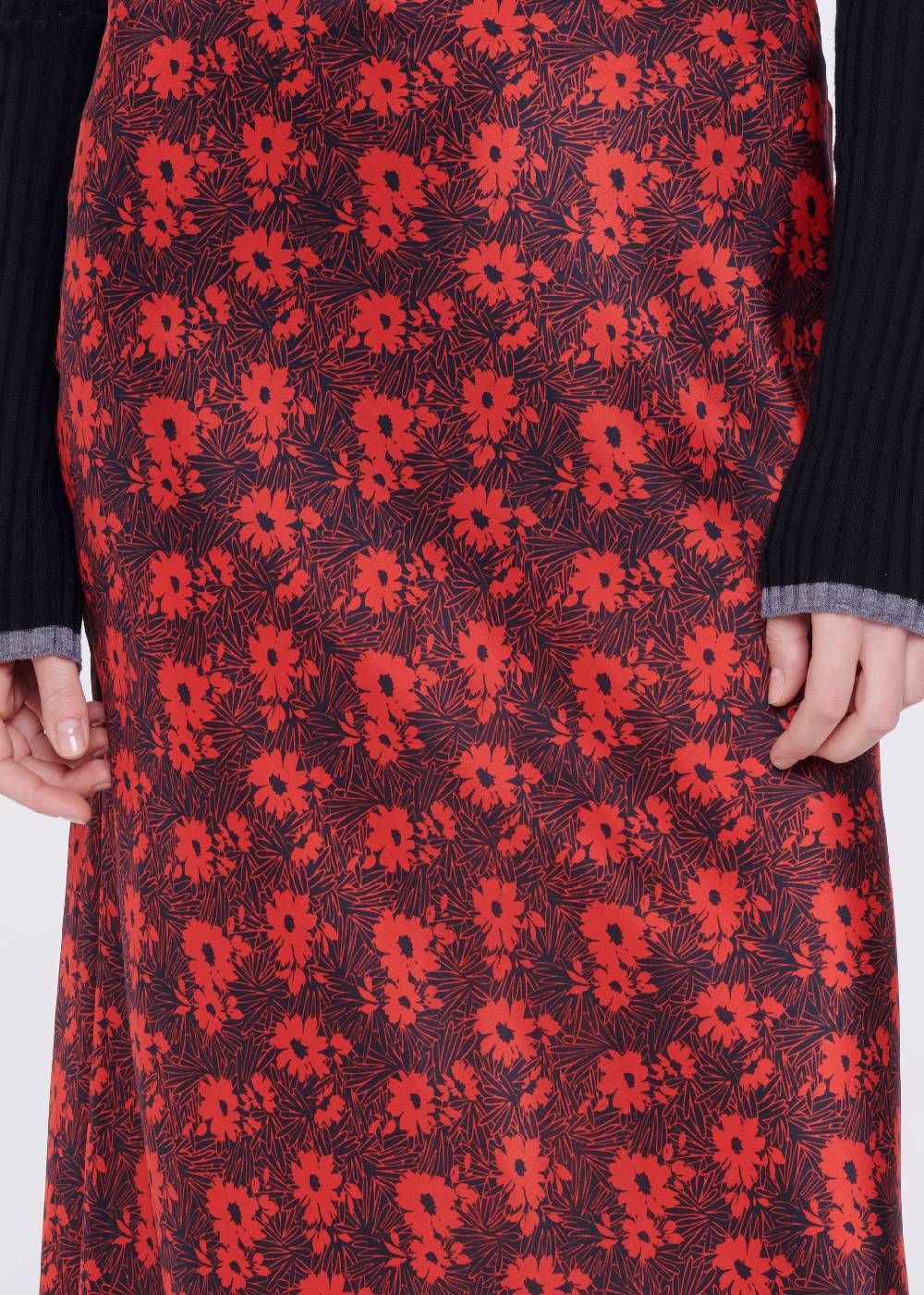 Plan C GONNA MIDI IN SETA CON STAMPA FLOREALE