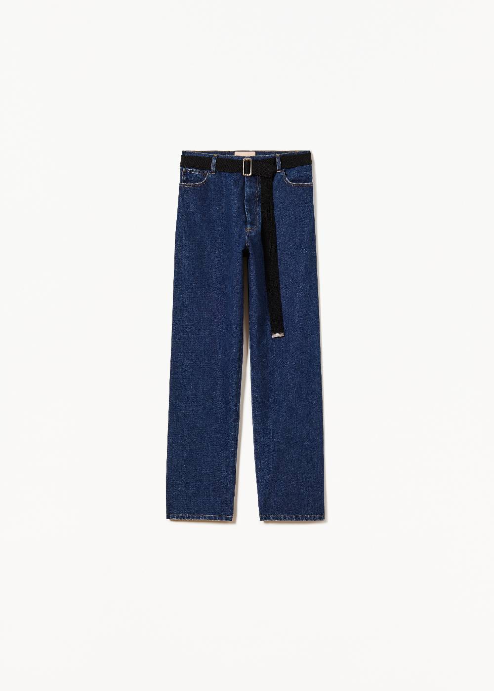 Plan C JEANS A GAMBA AMPIA CON CINTURA NERA