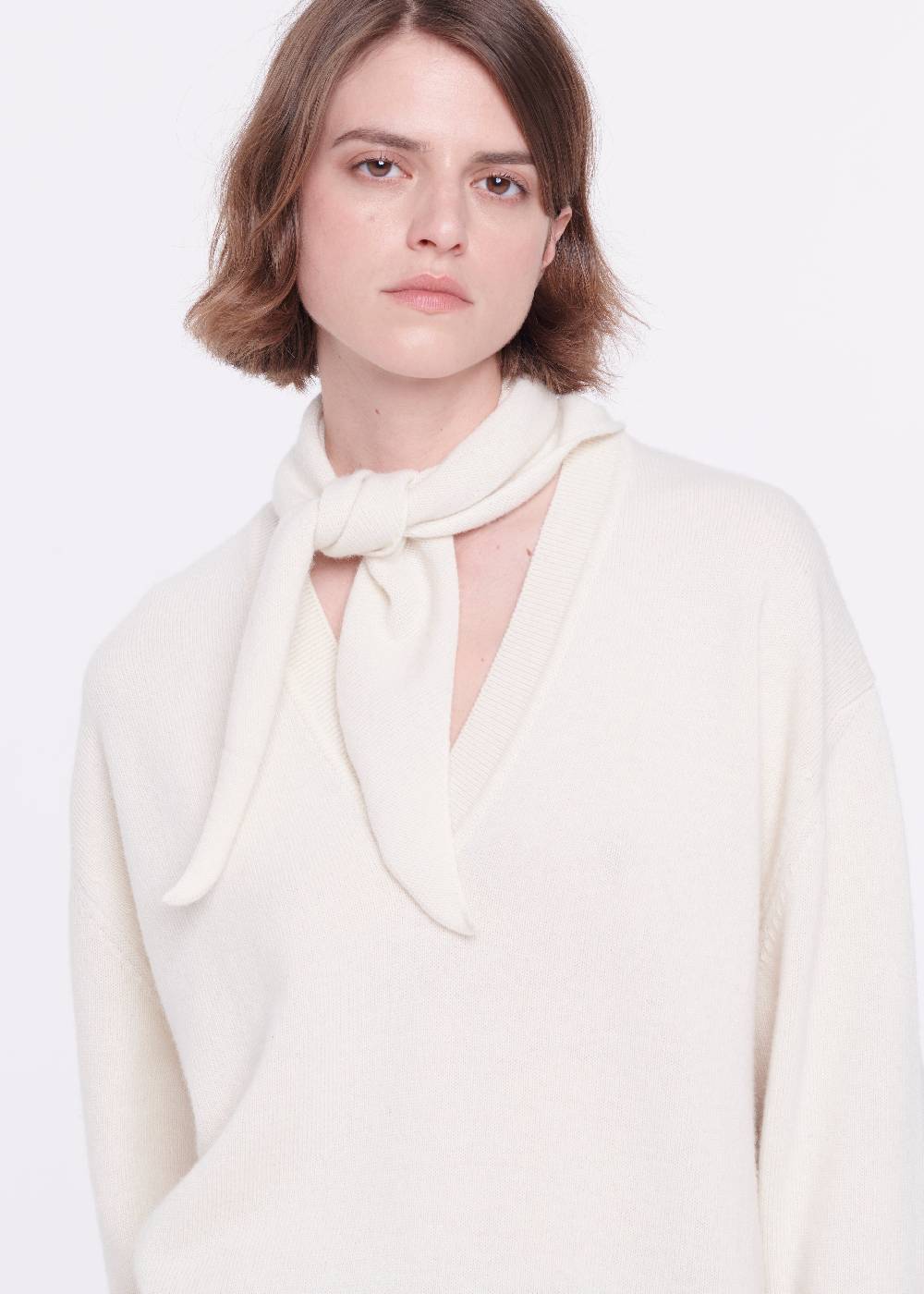 Plan C MAGLIONE CON SCIALLE IN LANA COLOR BURRO