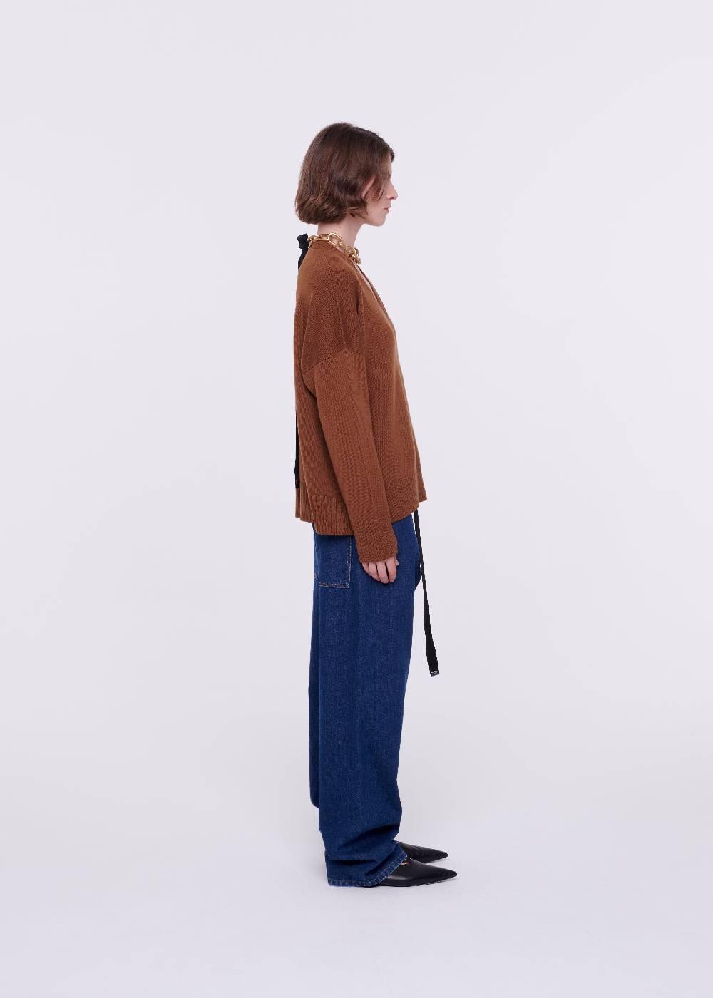 Plan C MAGLIONE CON SCOLLO A V IN LANA MERINO