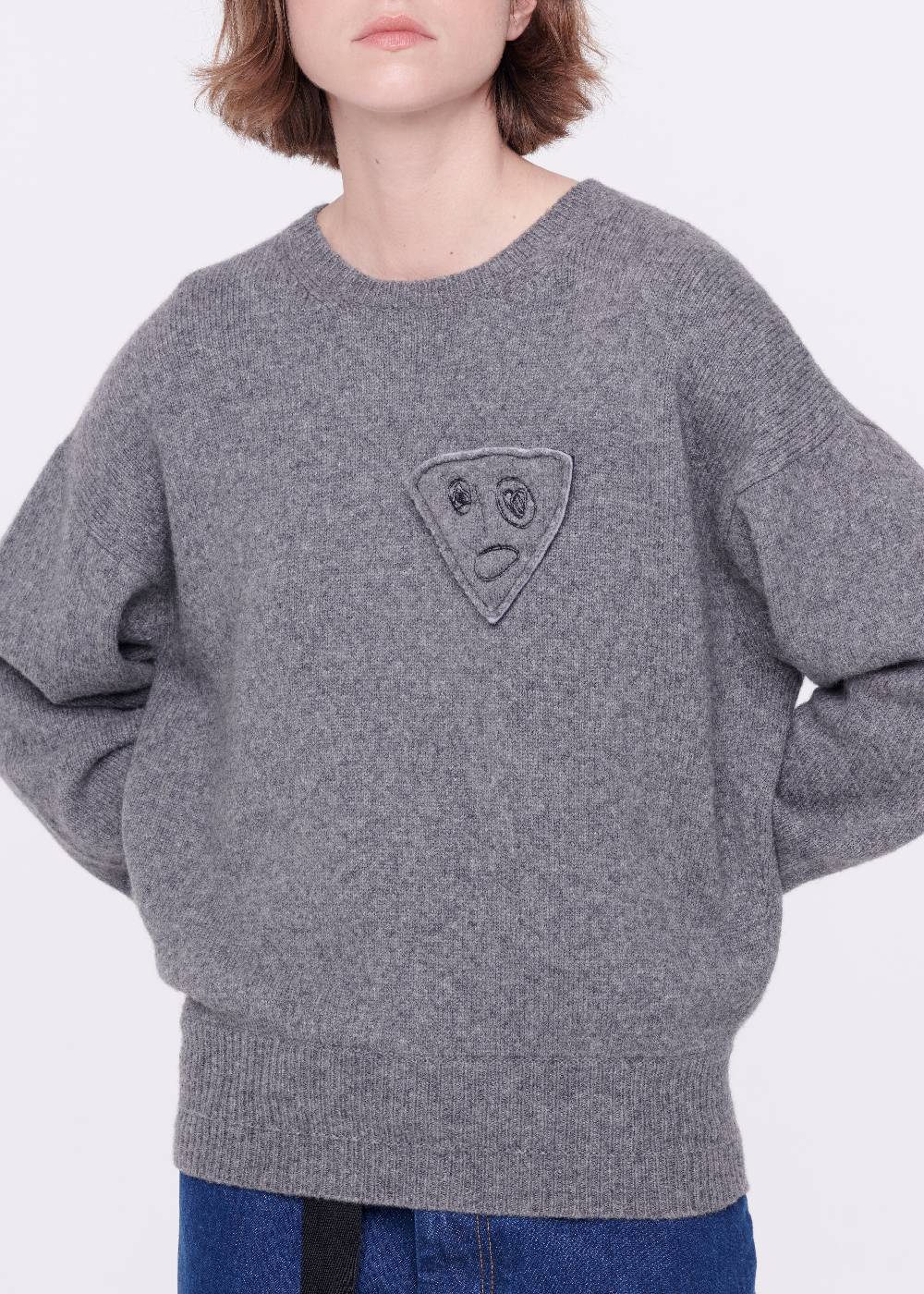 Plan C MAGLIONE GRIGIO IN LANA MERINO