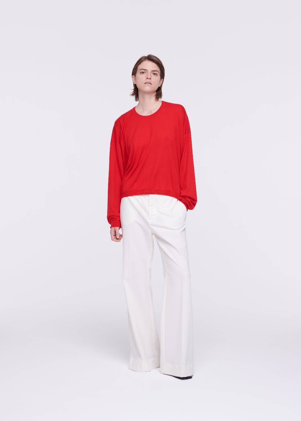 Plan C MAGLIONE ROSSO IN CASHMERE DRAPPEGGIATO