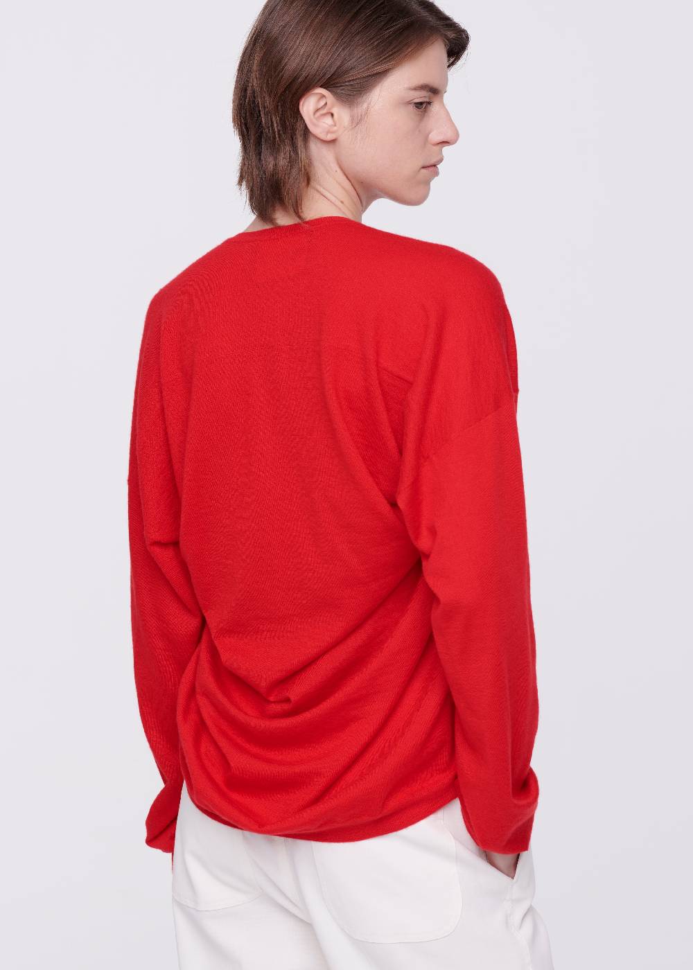 Plan C MAGLIONE ROSSO IN CASHMERE DRAPPEGGIATO