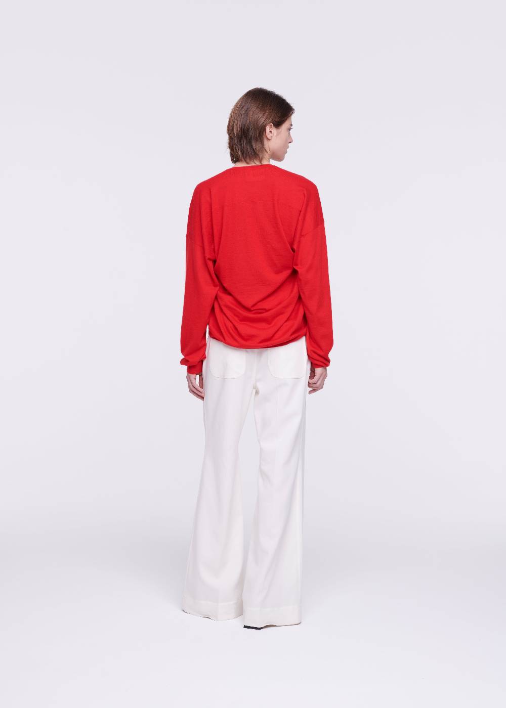 Plan C MAGLIONE ROSSO IN CASHMERE DRAPPEGGIATO