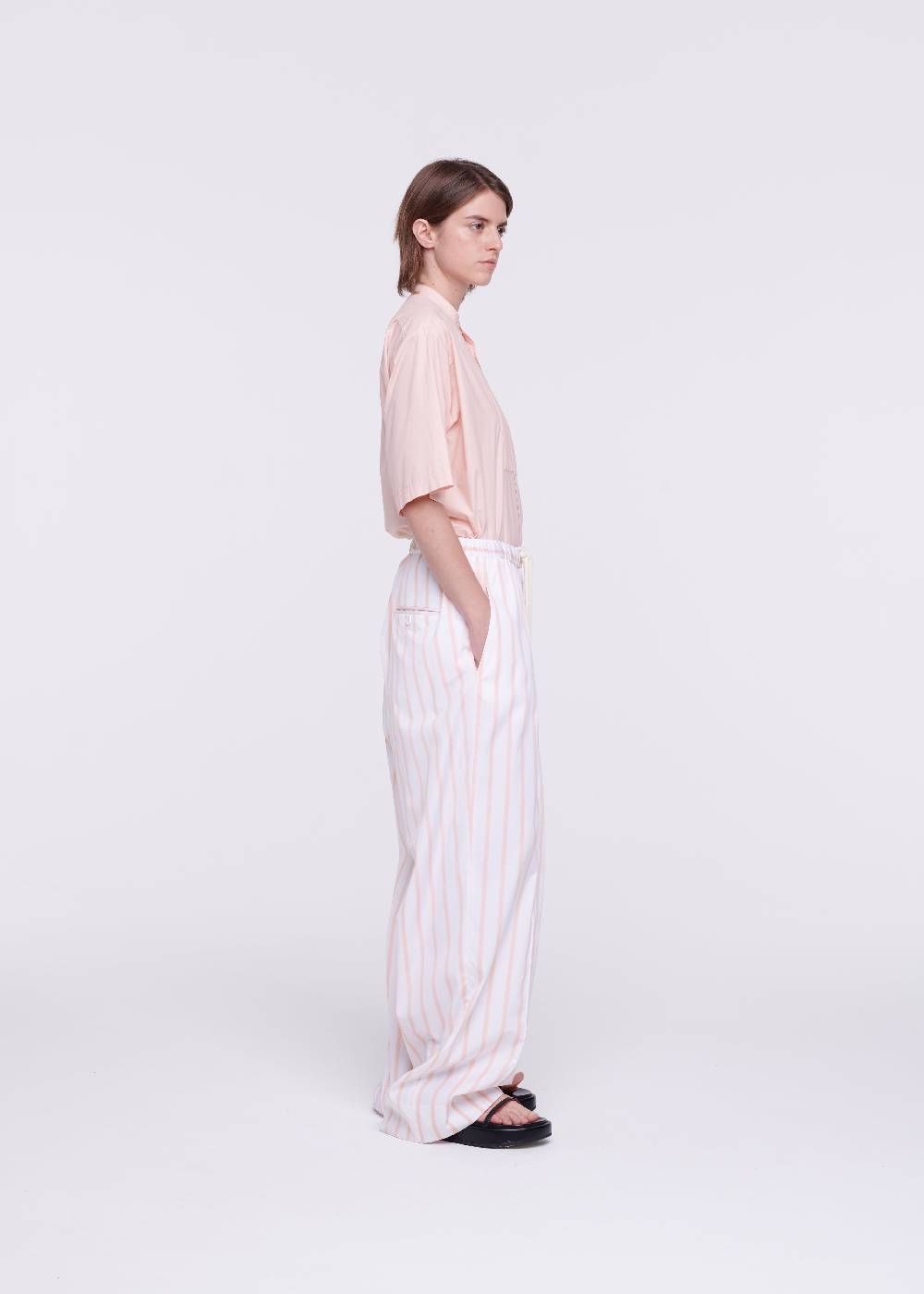 Plan C PANTALONI A RIGHE ROSA CON COULISSE