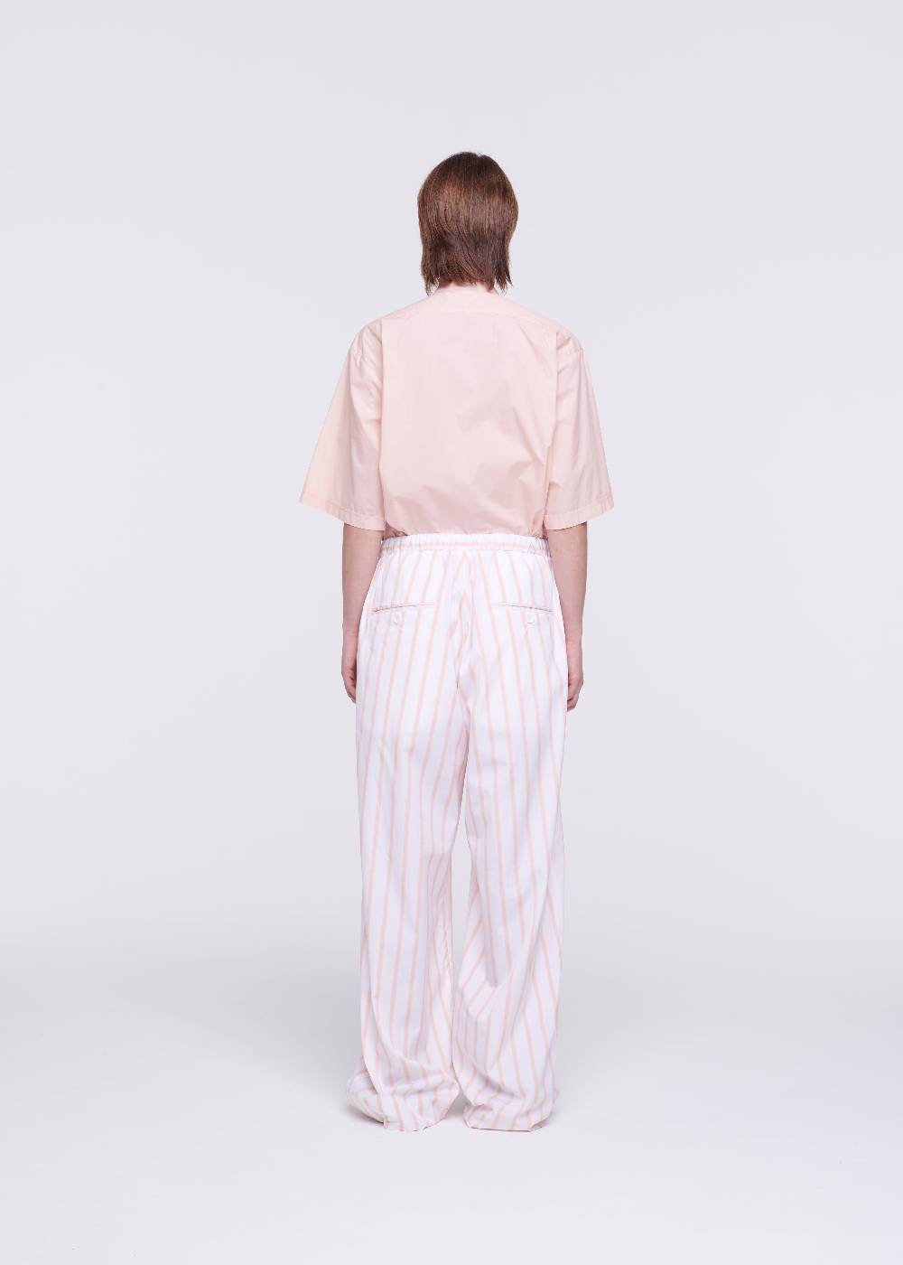 Plan C PANTALONI A RIGHE ROSA CON COULISSE