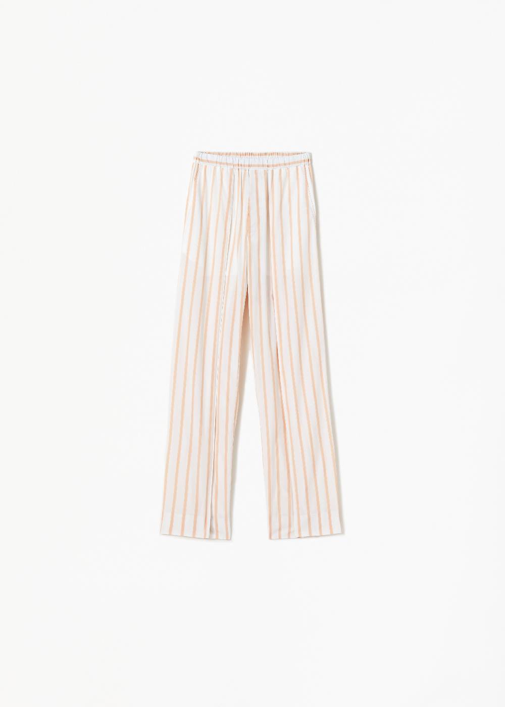 Plan C PANTALONI A RIGHE ROSA CON COULISSE
