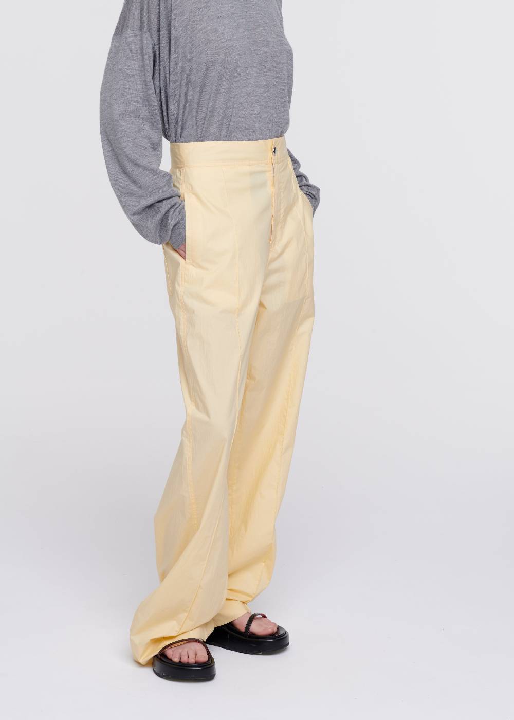 Plan C PANTALONI AMPI IN COTONE COLOR ZABAIONE