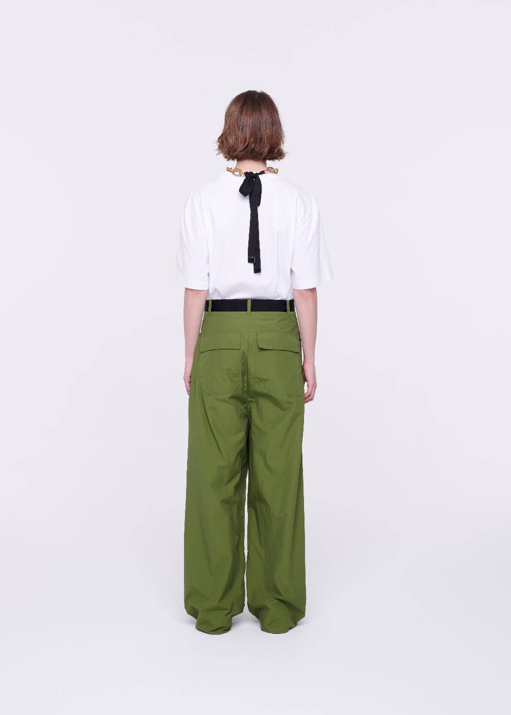 Plan C PANTALONI CARGO VERDE MILITARE CON CINTURA