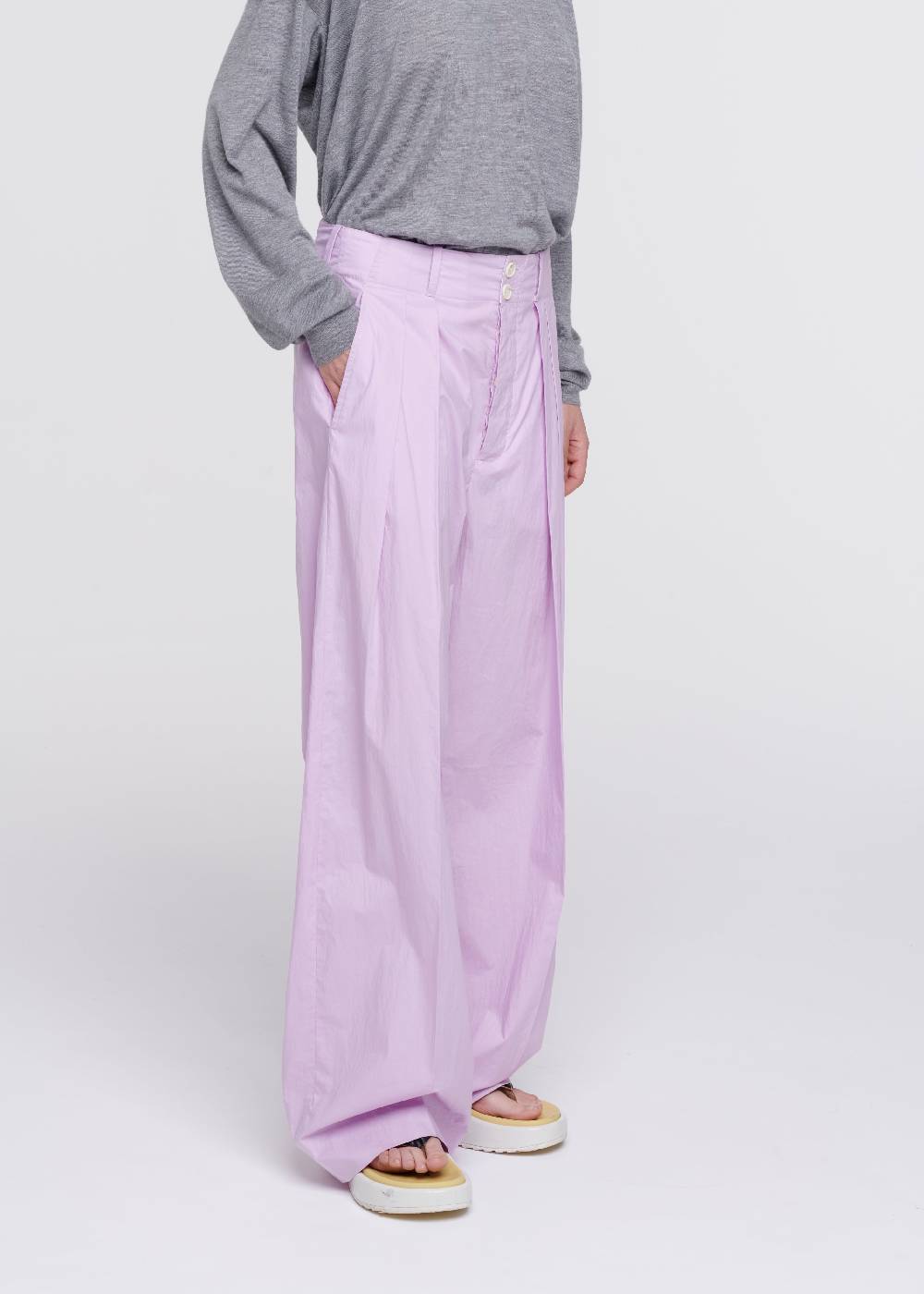 Plan C PANTALONI LILLA A GAMBA AMPIA