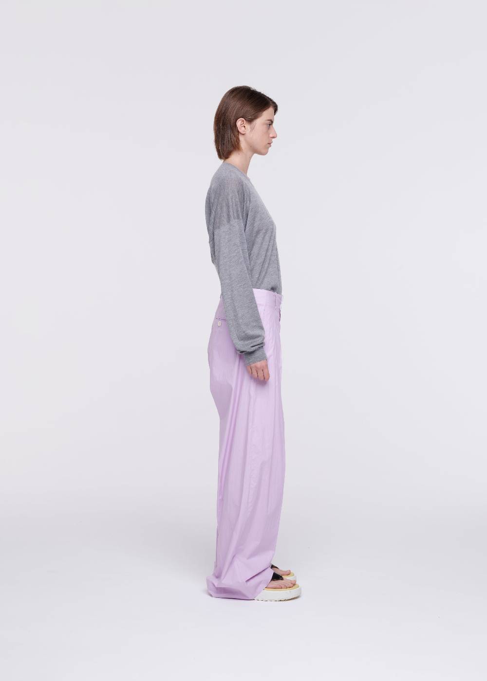 Plan C PANTALONI LILLA A GAMBA AMPIA