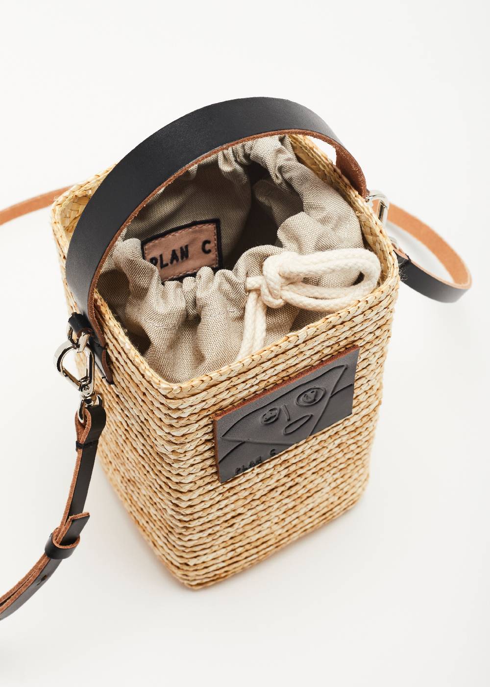 Plan C POUCH IN PAGLIA FIORENTINA "PILI E BIANCA"