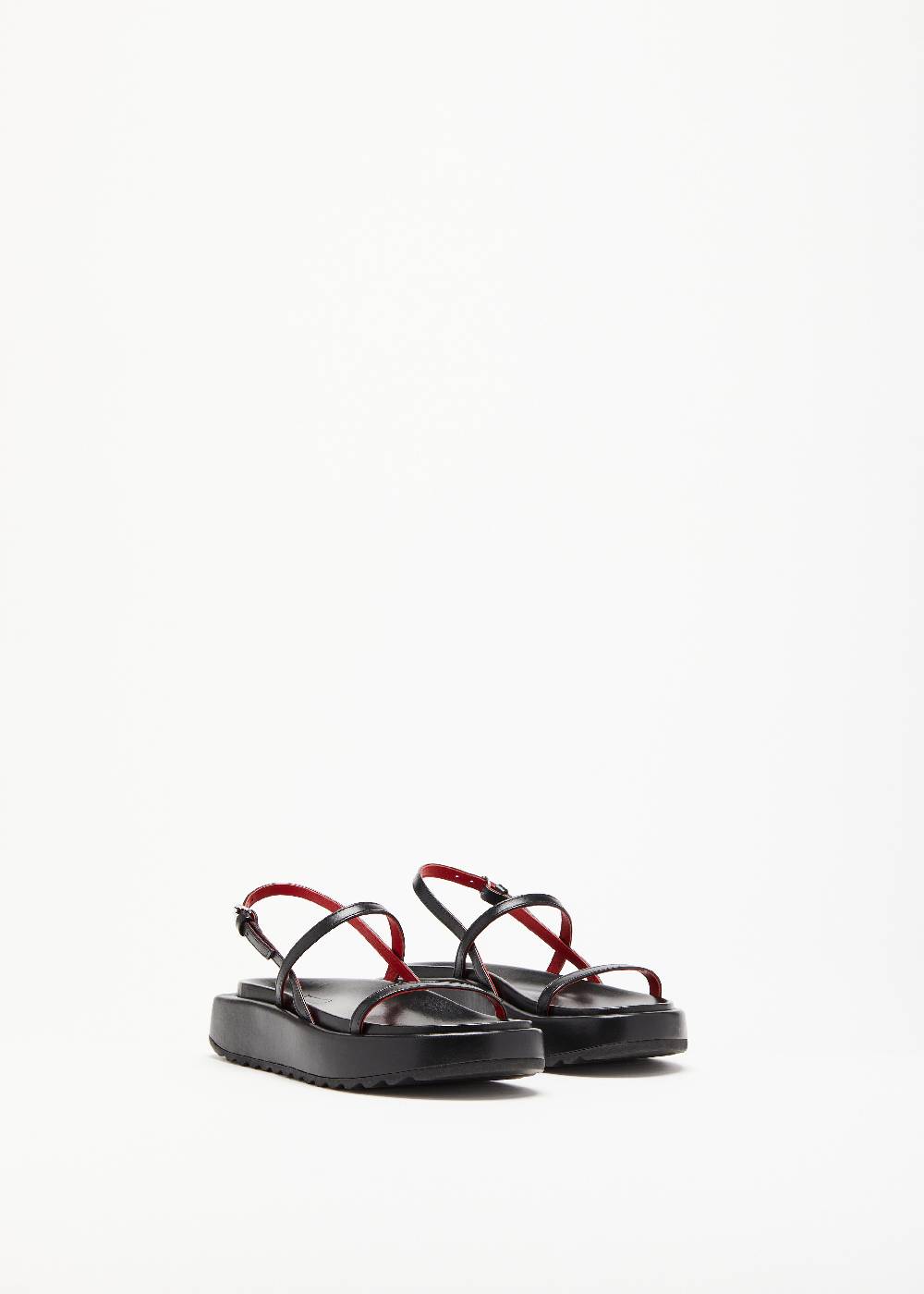 Plan C SANDALI NERI IN PELLE CON ZEPPA