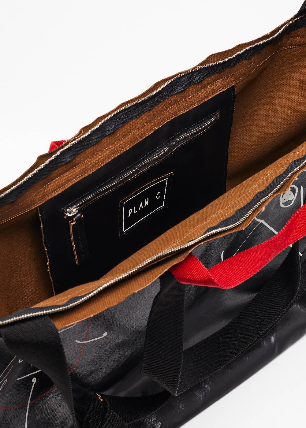 Plan C SHOPPER NERA "PILI E BIANCA" GRANDE