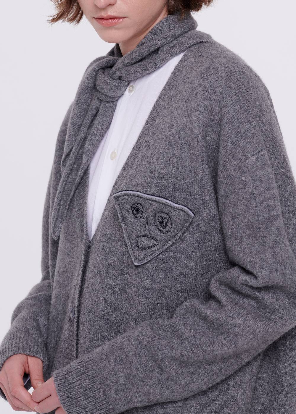 Plan C SPILLA GRIGIA "BIANCA" IN LANA MERINO