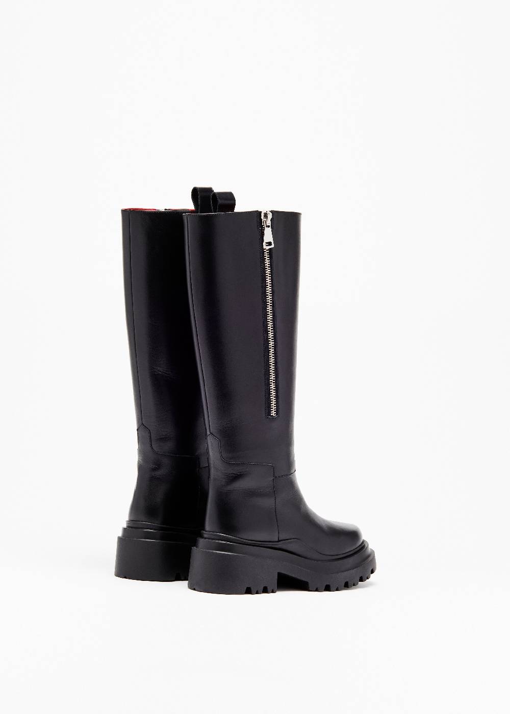 Plan C STIVALI NERI IN PELLE CON SUOLA CHUNKY