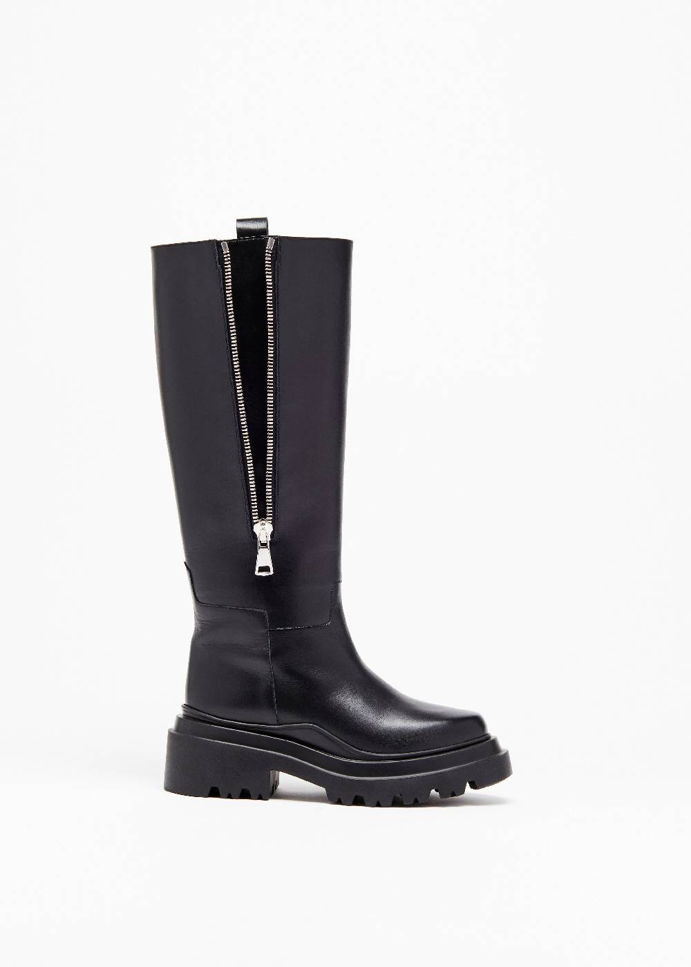 Plan C STIVALI NERI IN PELLE CON SUOLA CHUNKY