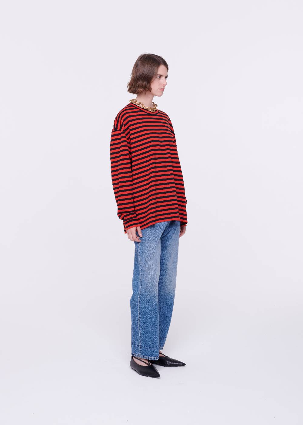 Plan C T-SHIRT A MANICHE LUNGHE A RIGHE