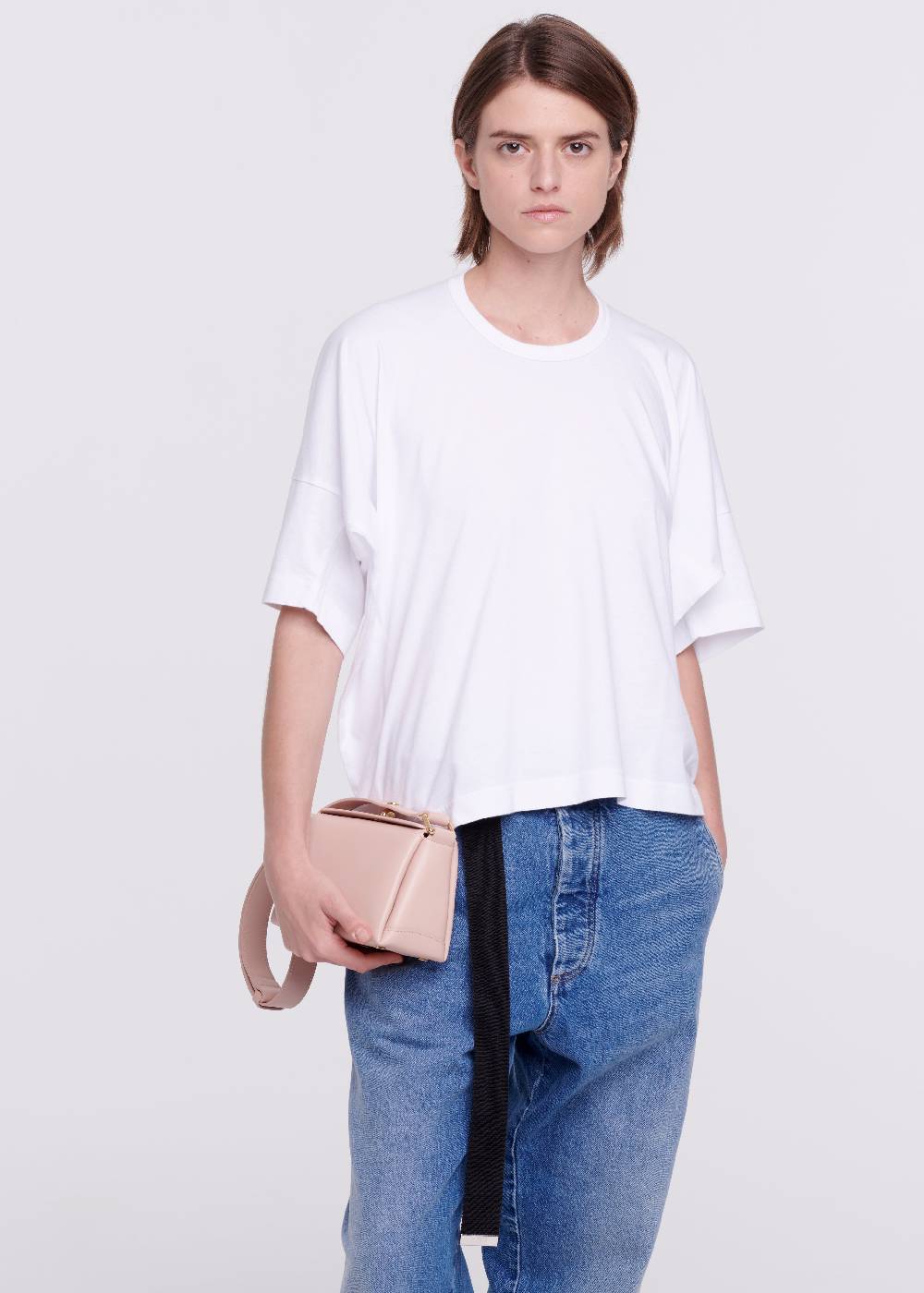 Plan C T-SHIRT BIANCA DRAPPEGGIATA IN COTONE